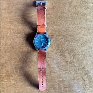 Men's Brown Leather Strap Watch
